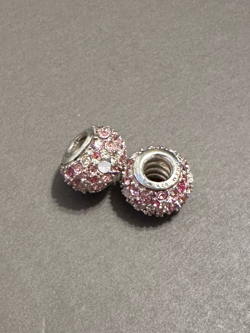 2!! Chamilia Pavé-Set Pink Swarovski Crystal Charm Beads